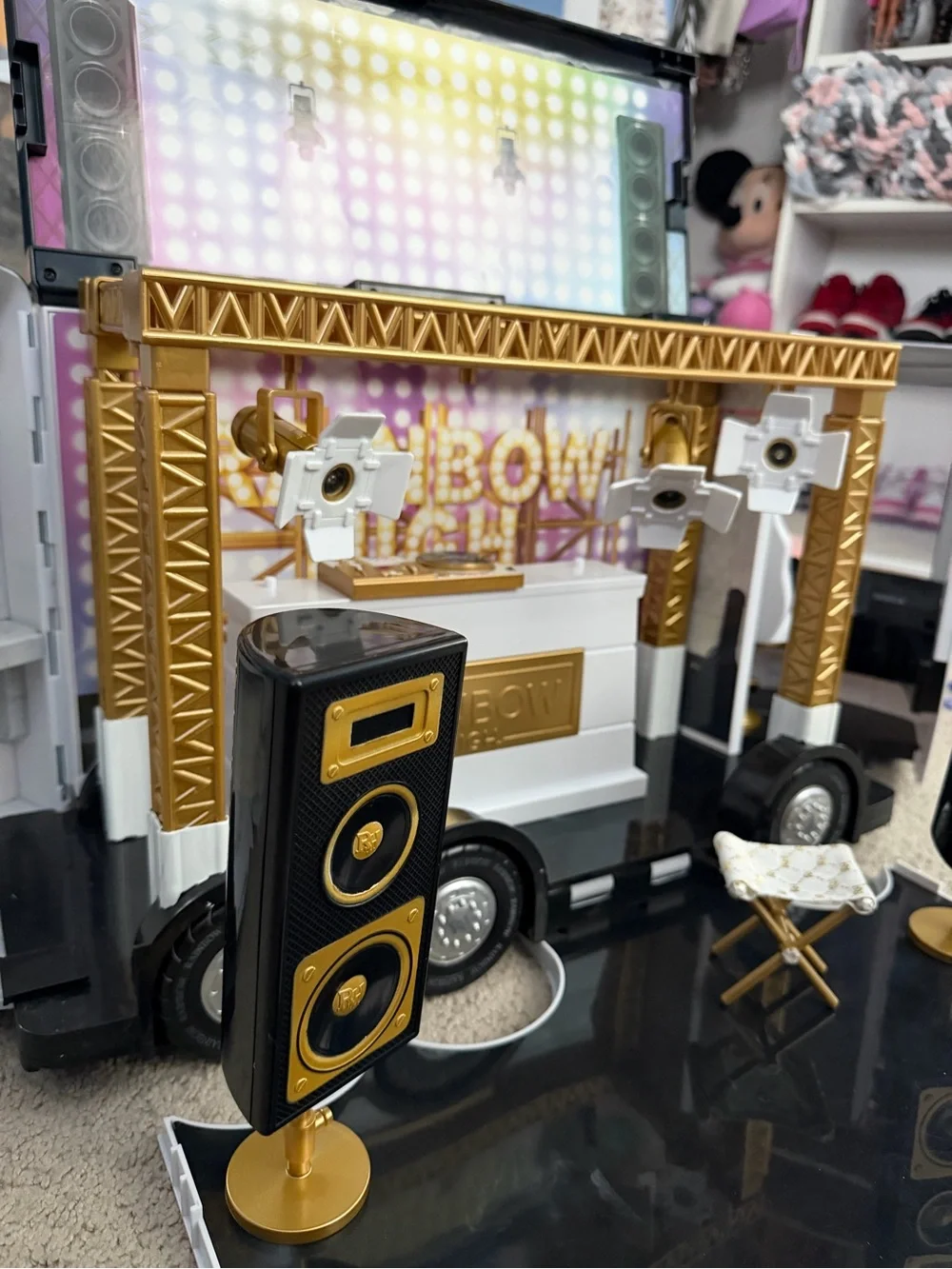 RH-Branded Kids Toy Tour Bus in White, Black & Pink